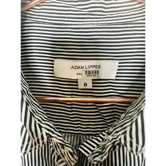 ADAM LIPPES x RTR Blue White Striped Front Button Collared Waist Tie Dress 8 - Picture 9 of 13